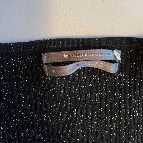 NWT Anthropologie Shimmery Sweetheart Black Gold Ribbed Sweater XL - Picture 7 of 10